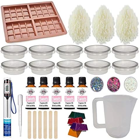 Wax Melt kit - Huge Learner Fragrance Oil Tarts Moulds Glitter Colour Candle Making - Kit 25 Sweets Cover