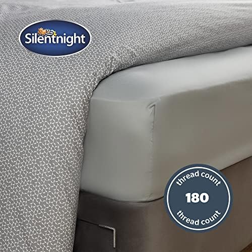 Silentnight Cotton Rich King Silver/Grey Fitted Sheet Super Soft and Easy Care No-Iron Luxury Linen Bottom Bedsheet - Elastic Hem to Snugly Fit Around Your Mattress Complimenting Your Duvet Cover