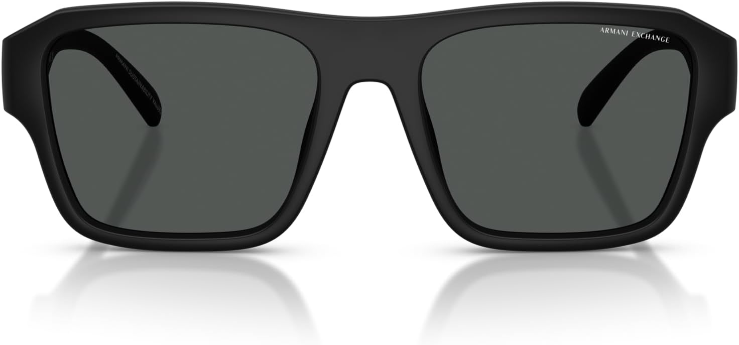 Armani Exchange AX AX4154SU Universal Fit Sunglasses, Matte Black/Dark Grey, 56 mm