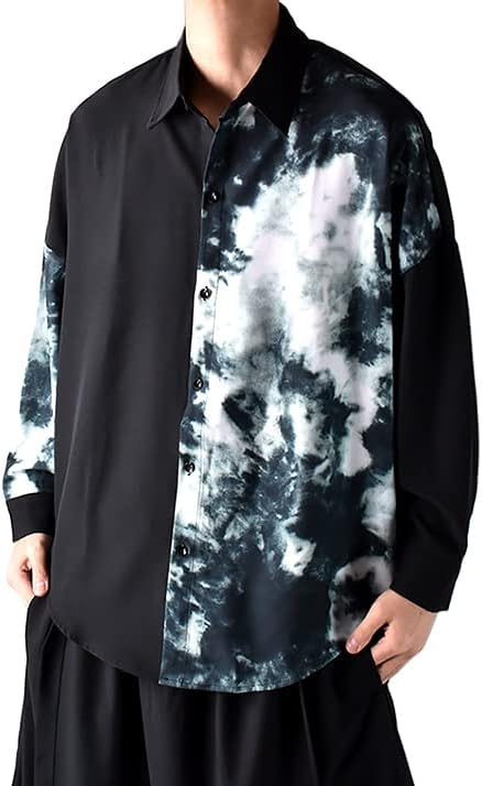当店だけの限定モデル オーバーサイズ 大きいサイズ 個性的な服 おしゃれ シャツ メンズ 長袖 タイダイ クレイジー 春 ヴィジュアル系 ゴシック モード系 ロングシャツ 派手 柄シャツ シャツ