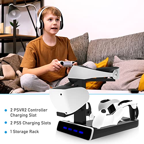 For Snoy Psvr2 Charging Display Stand With Led Light - Vr Stand Display Your Psvr2 - Charging Compatible With Sony Playstation Vr2 Handle, Ps5 Controller Charger, Charging Cable, Seat Charger #TOP6