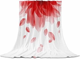 Flannel Fleece Blanket 32" x 47", Modern Red Microfiber Cozy Soft Throws for Women, Gradient Floral Abstract Bohemian White Lightweight Throw Blankets for Couch, Sofa, Bed, Living Room, Bedroom