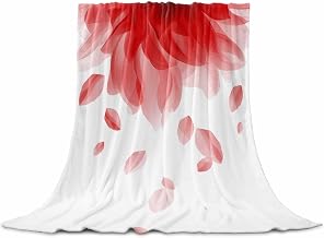 Flannel Fleece Blanket 32" x 47", Modern Red Microfiber Cozy Soft Throws for Women, Gradient Floral Abstract Bohemian White Lightweight Throw Blankets for Couch, Sofa, Bed, Living Room, Bedroom