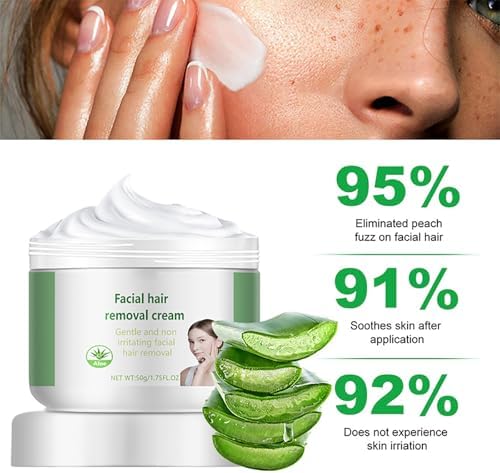 Facial Depilatory Cream, Aloe Vera Hair Remover Cream for Upper Lip and Chin for Women Face Hair Remover for Sensitive Skin Gentle and Non-Irritating (2PCS) — 사진 5