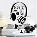 Cuffie Adesivi Murali Con Citazione Musicale Musica Adesivi Murali Per Adolescenti Per Camera Da Letto Per Adolescenti Arte Murale Rimovibile Decorazione Domestica 42X51Cm
