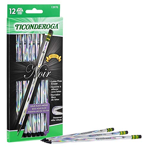 Ticonderoga Noir Holographic #2 Graphite Pencils #TOP13