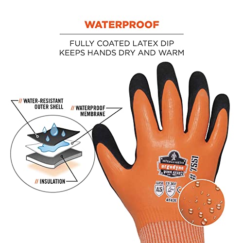image for Ergodyne ProFlex 7551 Waterproof Winter Work Gloves, Cut Resistant ANS