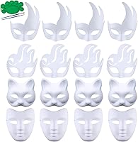 Vista 9 de Qavctw DIY White Masks Paper Cosplay Christmas Party Mask Unpainted Plain Craft Masquerade Masks