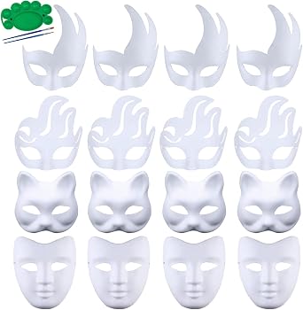 Qavctw DIY White Masks Paper Cosplay Christmas Party Mask Unpainted Plain Craft Masquerade Masks