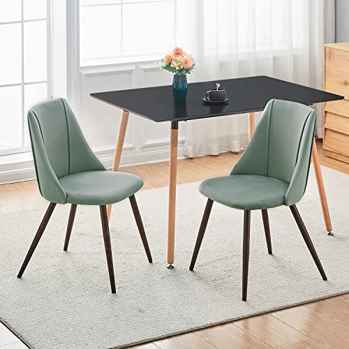 Furniturer Dining Chairs Set Of 2, Velvet Upholstered Kitchen Chairs Modern Dining Room Side Chairs With Soft Seat/Metal Legs, Accent Chairs For Home Restaurant, Cactus, 2Pcs #TOP3