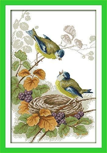 Happy Forever Cross Stitch Kits 11CT Stamped Patterns for Kids and Adults, DIY Preprinted Embroidery Kit for Beginner, Animals 1 (D646 Goldfish Blessing 2, Size 27''x25'')