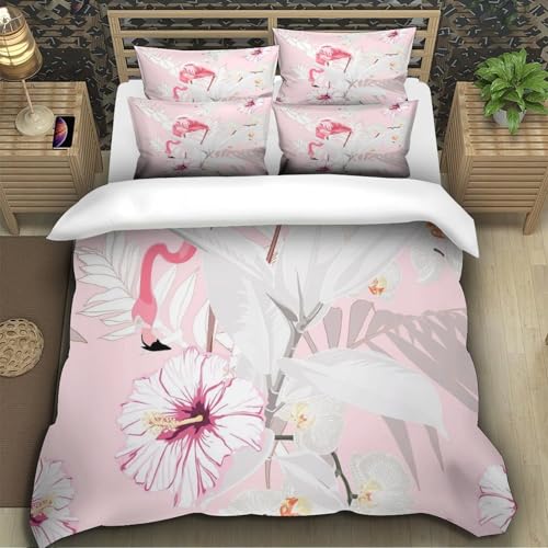 Parure de lit flamant rose douce et hypoallergénique en microfibre