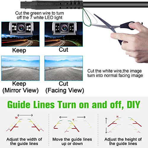 Rohent Backup Camera Monitor Hd 1080P Night Vision Waterproof Car Truck License Plate Back Up Rear View Reverse Cam Kit 2 Video Channels Diy Gridlines R1 #TOP6