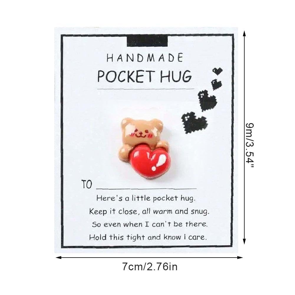 Un pequeño abrazo de oso de bolsillo, enviándote un abrazo de oso con tarjetas positivas, adornos emocionales, soporte de tarjeta de oso Kee con saludo