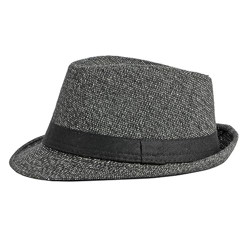 Fedora Trilby Hat for Men Short Brim Panama Hat British Vintage Wool Felt Jazz Cap Bowler Cap Jazz Dancers Gangsters Rapper Cowboy Gentleman Fedoras Roll-up Manhattan Headwear for Party Dancing Stage