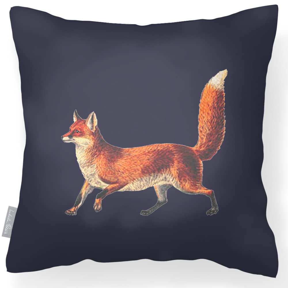 Izabela Peters Vintage Fox - Graphite Outdoor Cushions, 43 Cm, Filled, Fox - Graphite, Garden Furniture Cushions
