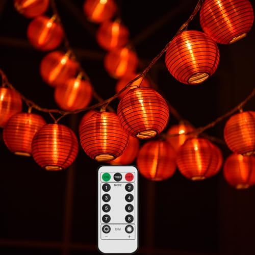 Guirlande lumineuse LED piles rouge 6m avec télécommande pour Décoration Nouvel An Chinois