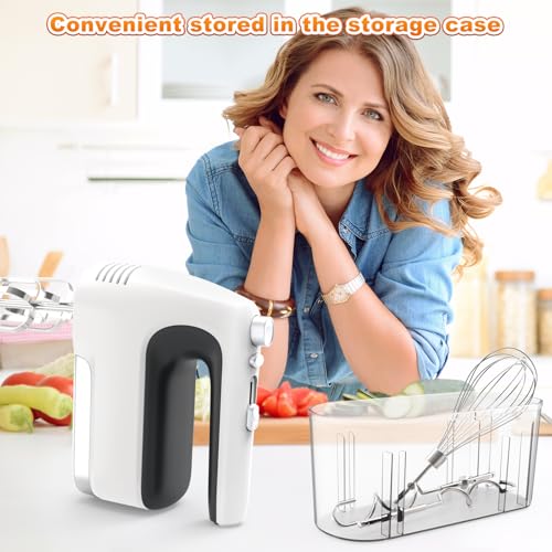 Hand-Mixer-Electric-5-Speed-400W-Motor-Hand-Mixer-Electric-Handheld-Mixer-Electric-Handheld-with-Turbo-Boost-Storage-Case-2x-Flat-Beaters-2x-Dough-Hooks-1x-Whisk-for-Baking-White