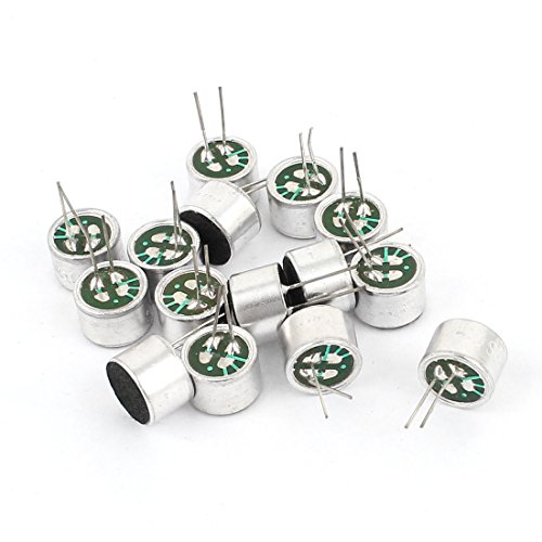 uxcell 15 Pcs 2Pins Cylindrical Electret Condenser Microphone Pick-up 9mmx7mm