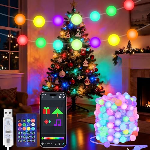 Kugel Lichterkette, 15M 99 LED RGB Lichterketten mit Fernbedienung...