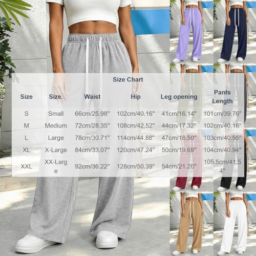 Sweatpants for Women Straight Leg Drawstring High Waisted Yoga Sweat Pants - image 4