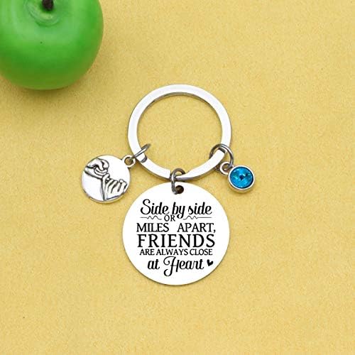 JMIMO Best Friend Keyring Friendship Gifts for Wome Girls - Side by Side or Miles Apart, Friends are Always Close at Heart