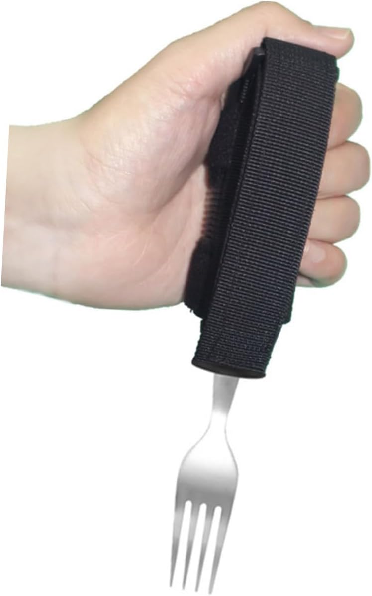 SECFOU Elderly Adaptive Fork with Comfortable Grip Tremble Cutlery for Disabled Non-Skid Stainless Steel Tableware for Seniors Easy to Clean Use
