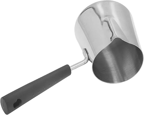 Miniatura 4 de Calentador de leche, cafetera turca de 11.83 onzas, calentador de mantequilla de acero inoxidable con boquilla de vertido, mini olla de fusión de