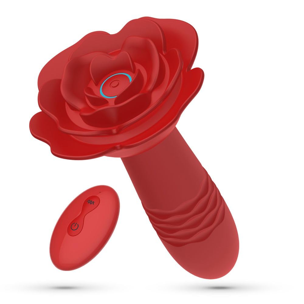 Stimolatore anale prostatico rosa rossa vibratore in silicone con telecomando e funzione di spinta ricaricabile USB