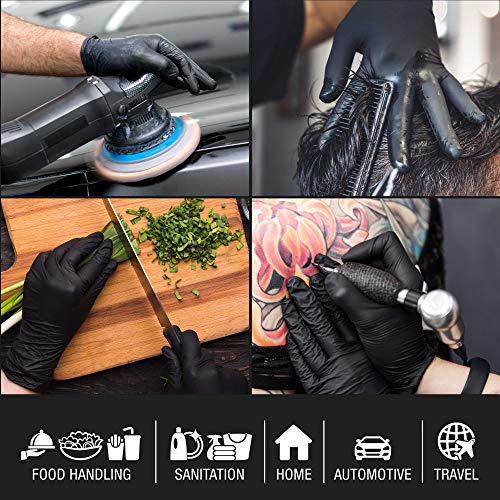 Guantes de nitrilo negro Salon World Safety, caja de 1000 unidades en talla mediana con textura 6