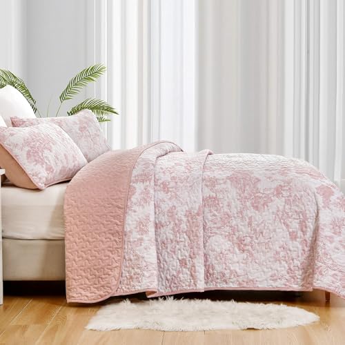 Colcha botanical queen rosa de microfibra ligera Wongs Bedding 5