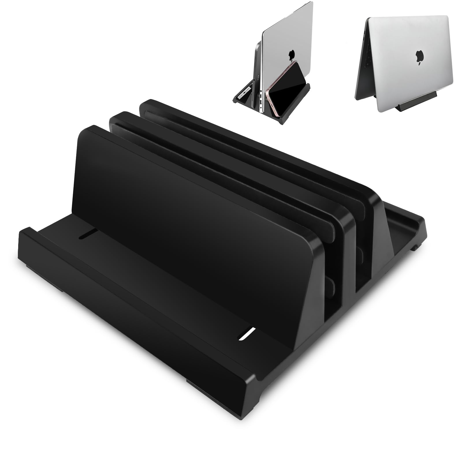 Vertikaler Laptop-Ständer Aus ABS – Platzsparend, Mit Halter Für Handy & Stift, In Schwarz