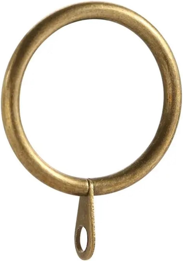 Curtain rings, Curtain Rings with Eyelets 60 Pcs Heavy Duty Low Noise Roman Circle Drapery Rings for Curtain Rods Bathroom Practical Hanging Hooks(Brass-60pcs)