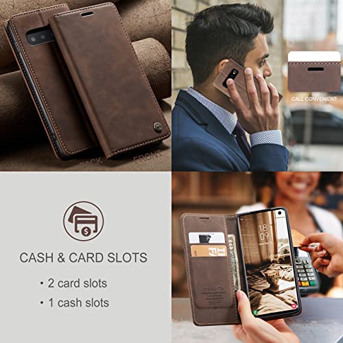 Cracedily for Samsung Galaxy S10 Case, Flip Wallet Leather Case with Card Holder Magnetic Closure Shockproof Kickstand Protective Phone Cases Cover for Samsung S10,Coffee by Cracedily - Used condition - Image 5