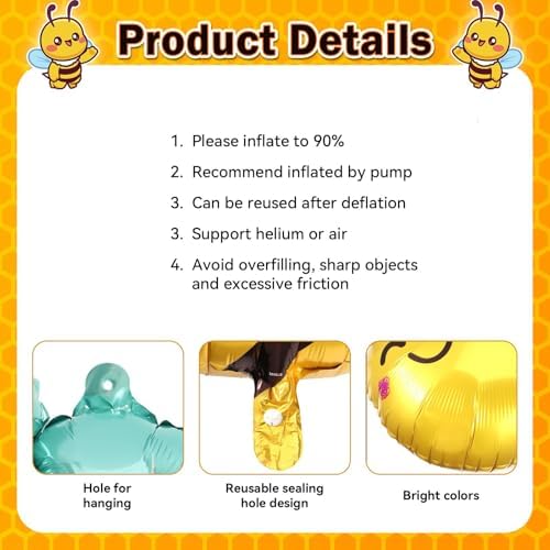 Yellow Bee Number 2 Balloon Bouquet Set (1-9 Variants) - Daisy & Star Foil Balloons for Kid 2 Year Old Birthday Decoration, Bumble Bee Themed 2nd Party Decorations (Gold 2) - 2