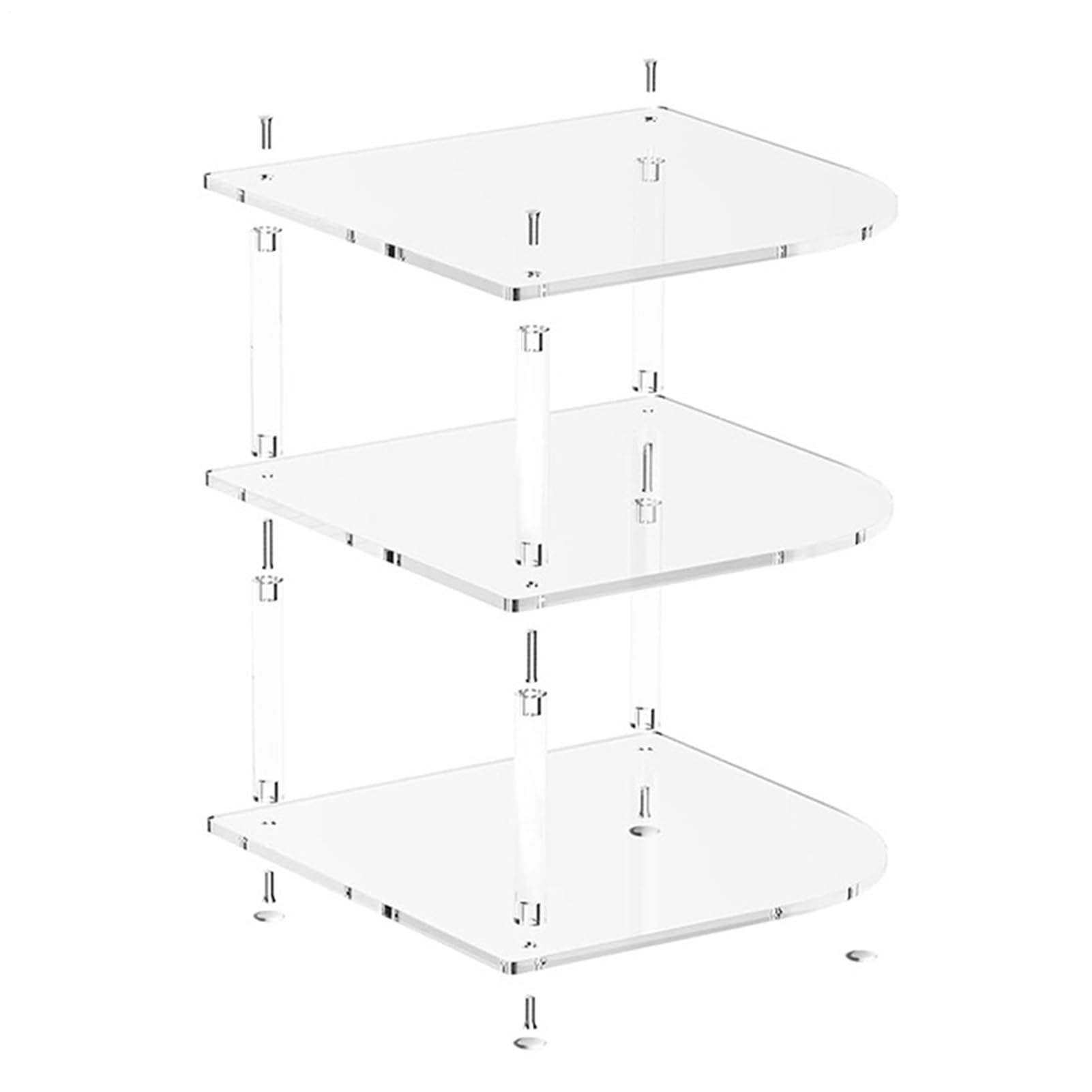 Espositore a 3 ripiani in acrilico, angolo moderno per articoli da toeletta e strumenti, soluzione versatile per riporre oggetti, scaffale multiuso per casa e ufficio