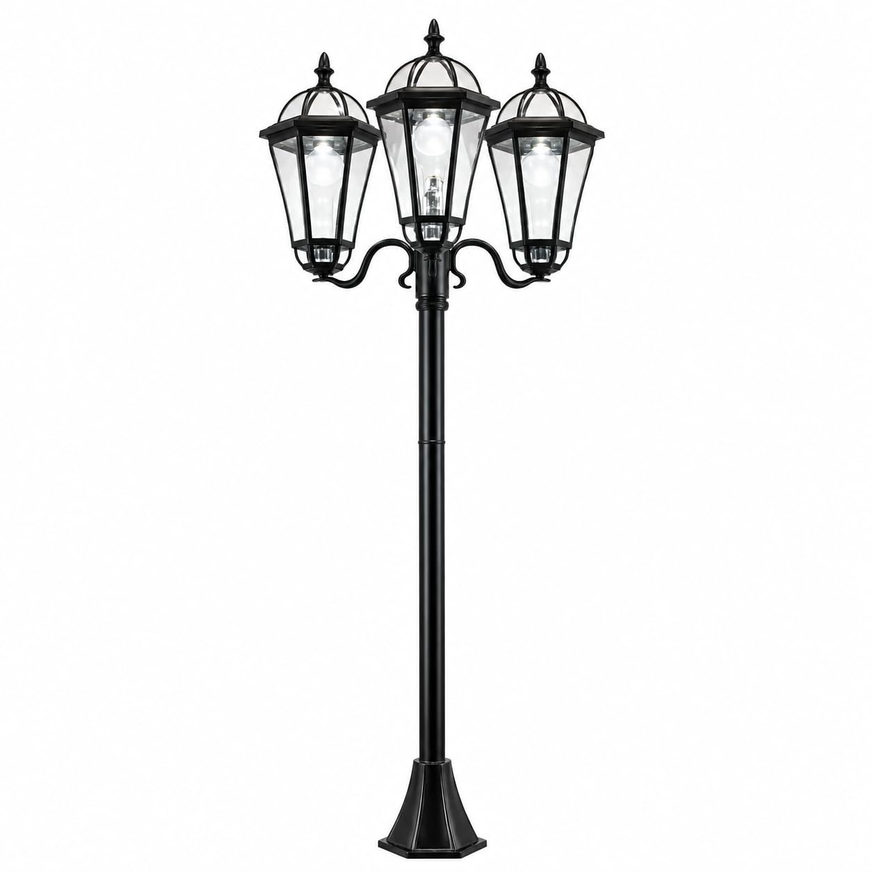 Hukimoyo 6.2 Ft Solar Light Outdoor Home Garden Waterproof Solar Led Street Pathway Lights, Vintage Lamp Post Light with Pole 8 Hrs Automatic Sunlight Landscape Light for Terrace Balcony Driveway Park-image-15