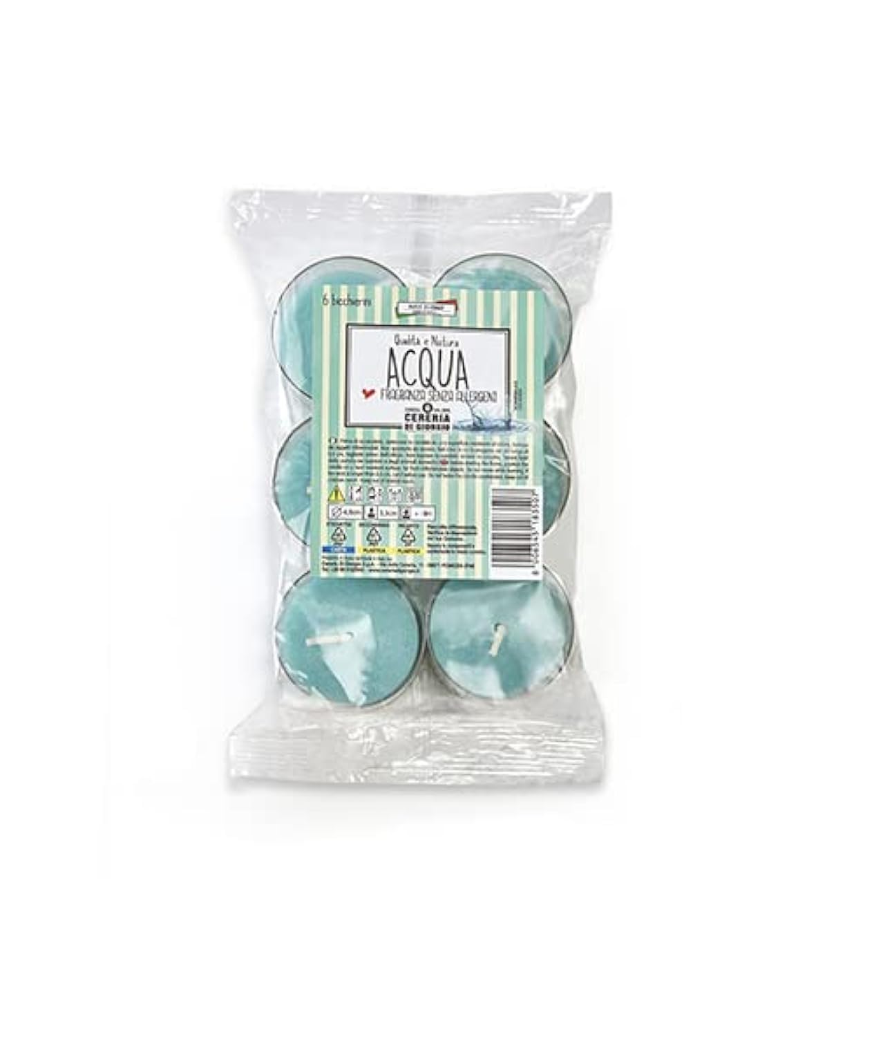 Scented Candles Water in Glass - 6 Pieces - Allergen Free