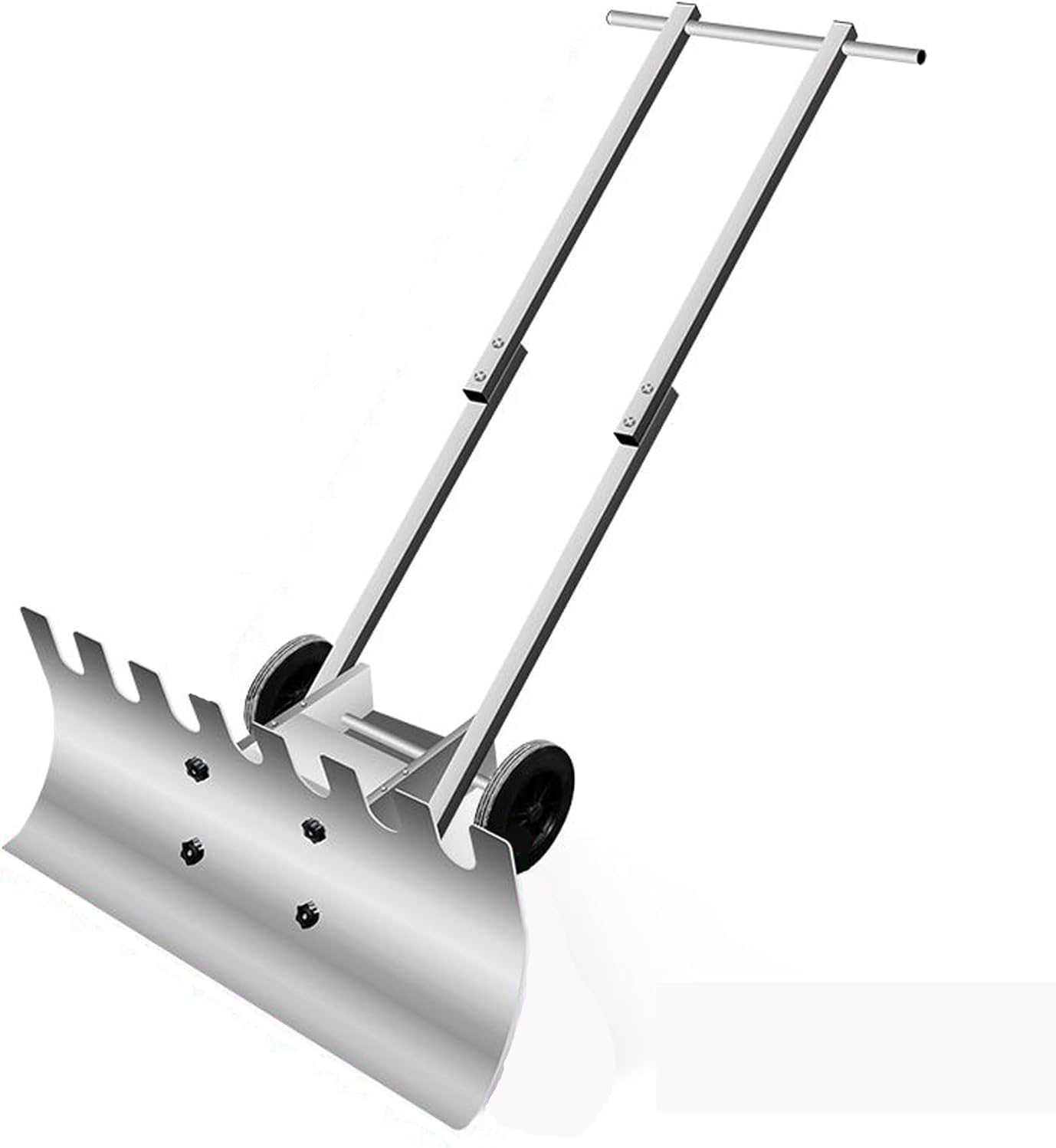 ELEFOCUS Shovels 2-Wheel Snow Pusher Hand Plow Hand Push Protable Snowplow Outdoor Snow Removal Tool(Single-Layer)