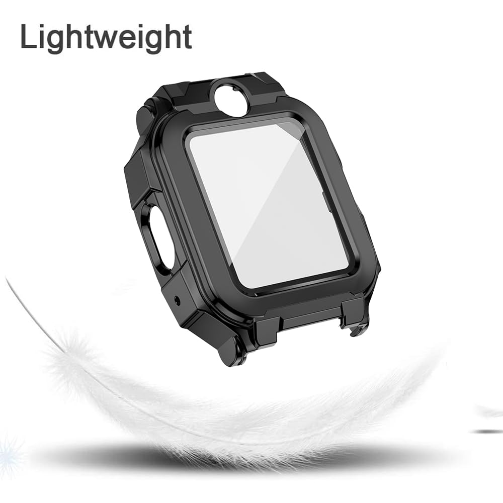 [2 sztuki] 2 czarne z folią ochronną na ekran ze szkła hartowanego do imoo Watch Phone Z7, twardość 9H PC, zderzak, cienka obudowa pełna ochrona