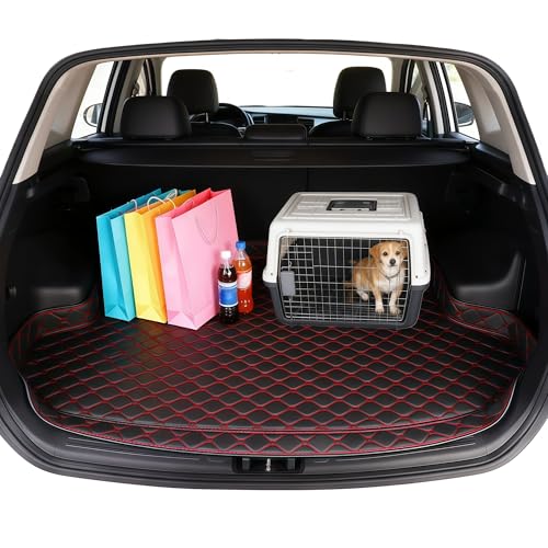 車のトランクマット レザー に適用アウディA1 2代目 2019年11月-現行 3Dカーゴマット 車種専用設計 XPE材質 車用トランクフロアマット 防水仕様 耐汚れ 耐磨耗性 カー用品 取り付け簡単 滑り止め 全天候対応(ブラックレッド,B)