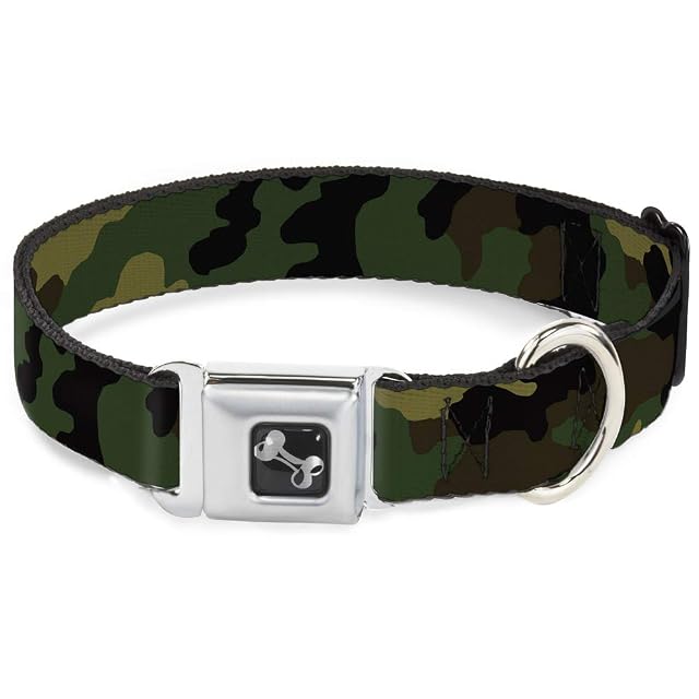 Buckle Down Camuflaje Verde Collar de Perro Hueso, grande/15 - 26 "