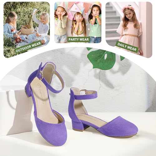 PANDANINJIA Girls Heels Dress Shoes Flower Girl Closed Toe Heels Ankle Strap Wedding Party School Miya Toddler Little Big Kid Pump Shoes4
