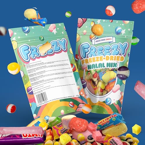 Freezy Freeze Dried Candy Bundle, Halal Mix (Pack of 3) 360 gms, Sour American Sweet, Freezed Dried Refresher Sweets, Fruit Salad & Vimto Bar