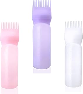 3Pcs 6oz Large capacity Root Comb Applicator Bottle, Hair dye brushRoot Comb Squeeze Applicator Bottles with Graduated Scale for Salon Hair Coloring Dyeing Scale for home DIY Use