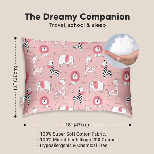 Image of Personalised Premium Baby Pillow - Super Soft Cotton Cushion for Kids (1 Month-5 Years), Cute Cartoon & Animal Prints, Neck Support, Head Shaping Pillow for Baby Sleep & Bedtime Comfort