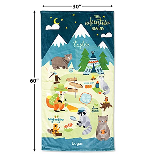 Lillian Vernon Personalized Beach And Bath Towel For Boys & Girls - Woodland Animals Design, Extra-Large, 100% Cotton, Custom Embroidered, 30 Inch X 60 Inch #TOP2