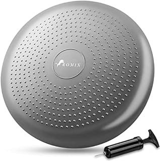 ROMIX Wobble Cushion, 34CM Inflatable Air Stability Balance Board with Pump, Non-slip Core Balance Disc, Sitting Posture Trainer Wiggle Seat for Home and Office Chair Sensory Kids ADHD Physio Therapy
