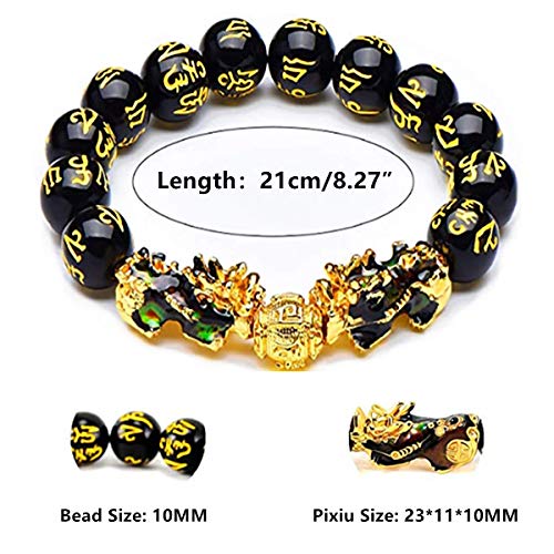 MANRUO Feng Shui Black Obsidian Wealth Bracelet Color Changed Pi Xiu Bracelets Dragon Mantra Bead Bangle Attract Wealth and Good Luck for Men/Women2