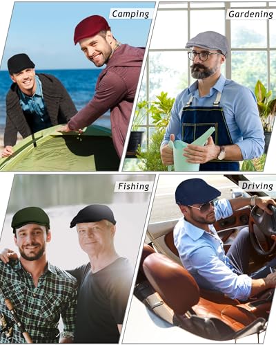 Image of Chuarry 8 Pack Newsboy Cap for Men Mesh Flat Cap Gatsby Golf Cabbie Hunting Driving Summer Hat for Men
